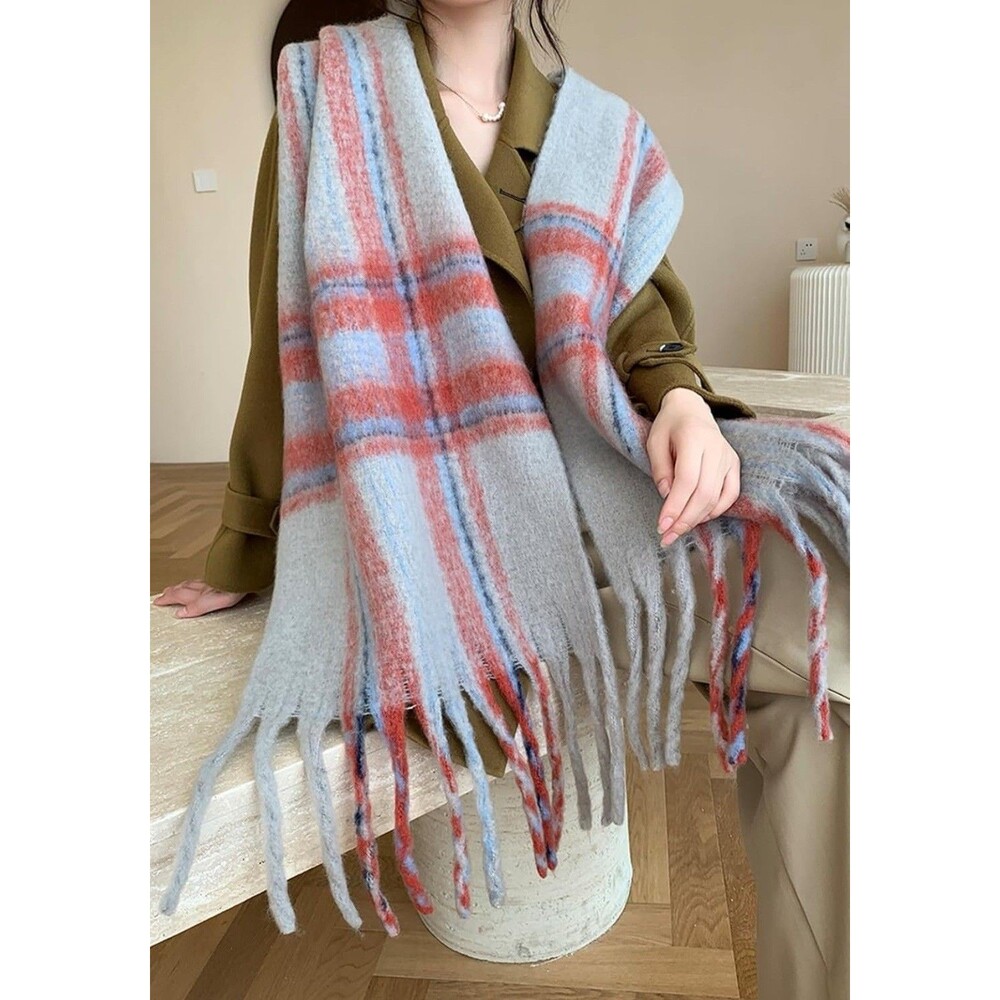 Wander Agio Winter Wonderland Plaid Stripe Scarf- New